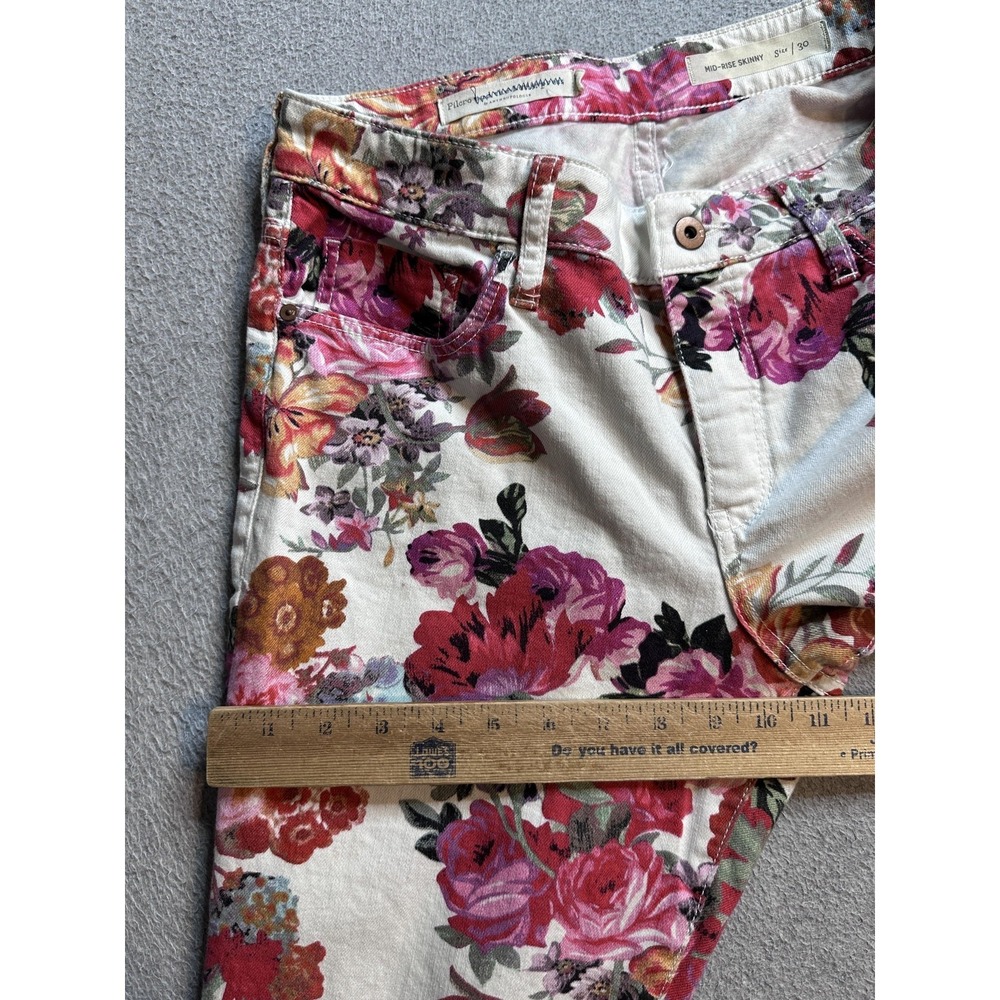 Pilcro And The Letterpress Mid Rise Skinny Jeans Womens 30 Floral Stretch Denim - Picture 5 of 15